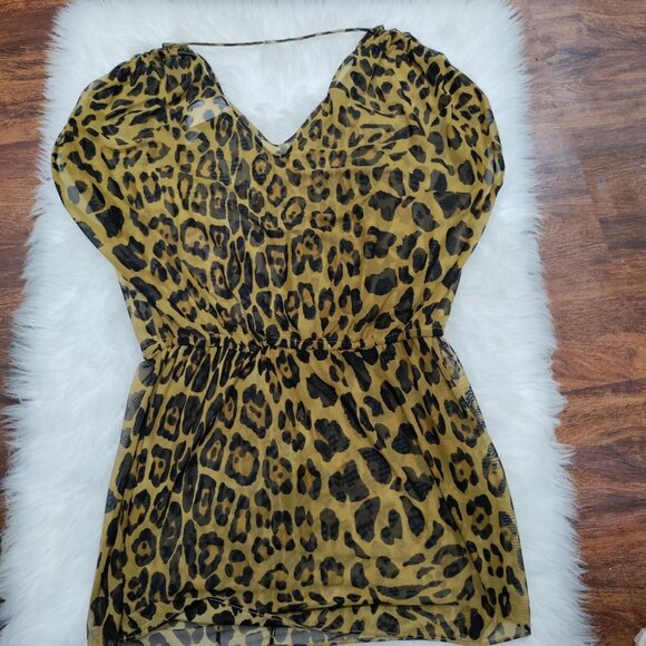 Laurel Ralph Lauren Whimsy Glam Leopard Print Swimsuit Cover Up Women's Medium - Picture 4 of 11